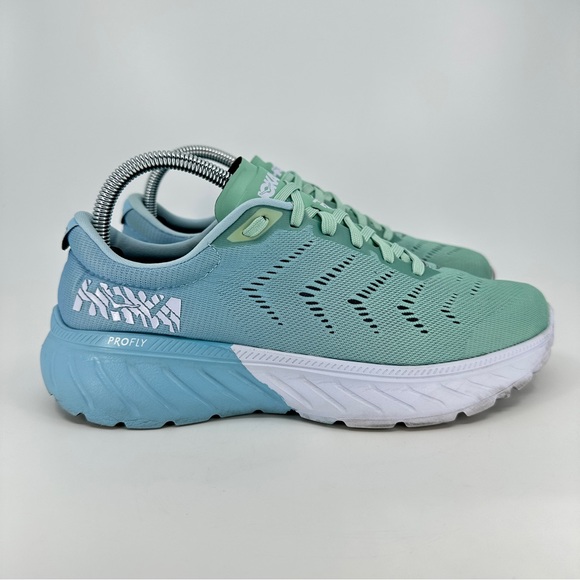 Hoka One One Shoes - Womens Hoka One One Mach 2 Running Shoes Blue/Green Size 7.5